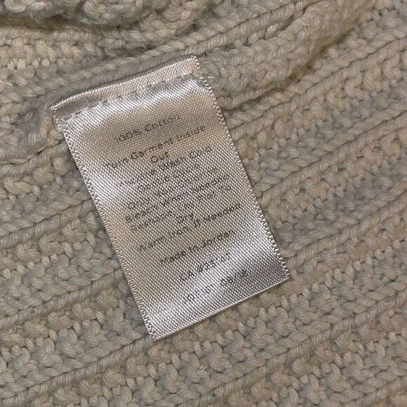 Talbots Sweater Pullover Long Sleeve Chunky Knit Zip Back White&Black trim 3X - Picture 6 of 6